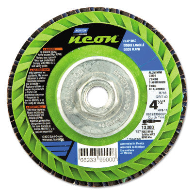 Type 27 Flat Flap Discs, 4 1/2 in Dia, 40 Grit, 5/8 in Arbor, 13,300 rpm