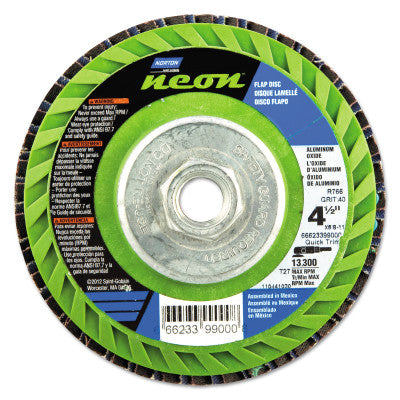 Type 27 Flat Flap Discs, 4 1/2 in Dia, 80 Grit, 5/8 in Arbor, 13300 rpm, 10/pk