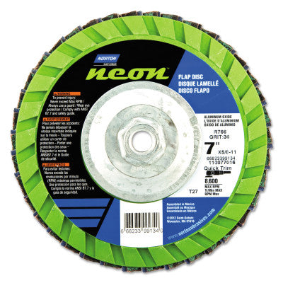 Type 27 Flat Flap Discs, 7 in Dia, 60 Grit, 5/8 in Arbor, 8,600 rpm