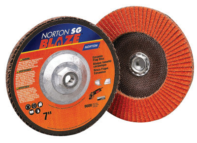 Blaze Type 29 Flap Discs, 7 in, 40 Grit, 5/8 in - 11 Arbor, 8,500 rpm