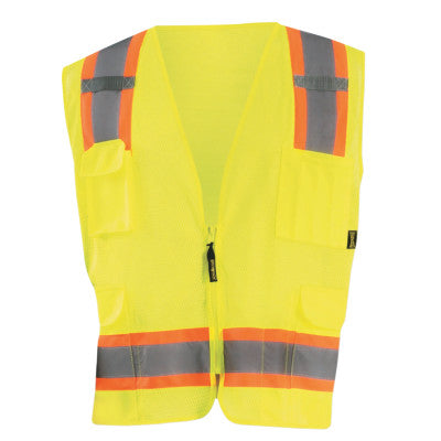 Class 2 Surveyor Style Mesh Vests, Large, Yellow