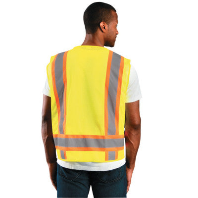 Class 2 Surveyor Style Mesh Vests, Medium, Yellow