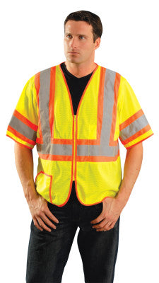 Class 3 Mesh Vests with Silver Reflective Tape, 2X-Large, Hi-Viz Yellow