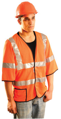 Class 3 Mesh Vests with 3M Scotchlite Reflective Tape, Small, Hi-Viz Orange