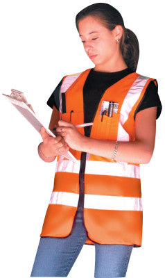 Class 2 Surveyor Style Solid Vests w/3M Scotchlite Reflective Tape, Med, HV OR