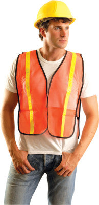 Non-ANSI Economy Mesh Vests with Gloss Reflective Tape, XL, Hi-Viz Yellow/Silver