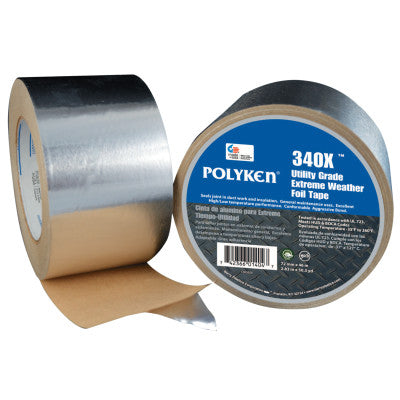 340X Utility Extreme Weather Foil Tape, 72 mm X 46 m, 3 mil, Aluminum