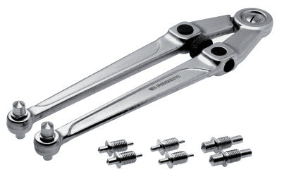 Pin Spanner Wrenches, 4 in Opening, Round Pin, Chrome Vanadium Steel, 10 5/8 in