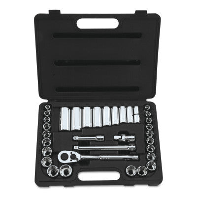 34 Piece Standard & Deep Socket Sets, 3/8 in, 12 Point