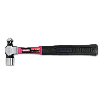 Ball Pein Hammer, Fiberglass Handle, 14 3/16 in, Forged Steel 24 oz Head