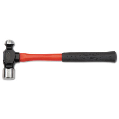 Ball Pein Hammer, Straight Fiberglass Handle, 15 1/4 in, Forged Steel 32 oz Head
