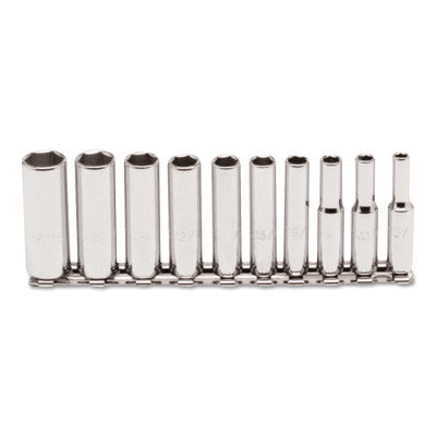 Torqueplus 10 Piece Deep Socket Sets, 1/4 in, 6 Point