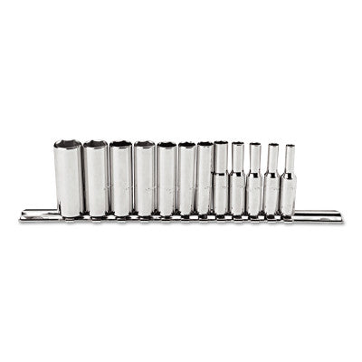 Torqueplus 12 Piece Metric Deep Socket Sets, 1/4 in, 6 Point