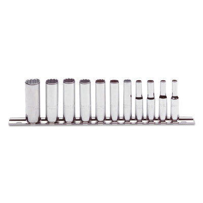 Torqueplus 11 Piece Metric Deep Socket Sets, 1/4 in, 12 Point
