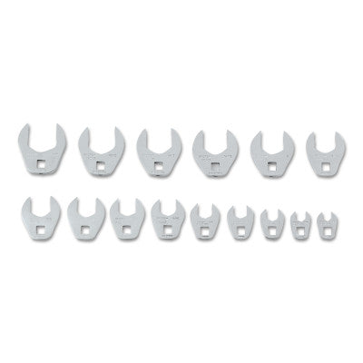 15-Piece Crowfoot Wrench Sets, Inch, 3/8 in Drive