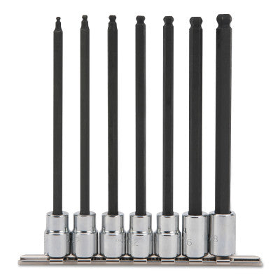 7 Piece Ball Style Extra Long Hex Bit Sets, 3/8 in