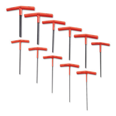 11-Piece T-Handle Hex Key Sets, 11 per set, Hex Tip, Inch