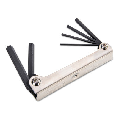 6 Pc. Long Folding Hex Key Sets, 6 per holder, Hex Tip, Metric