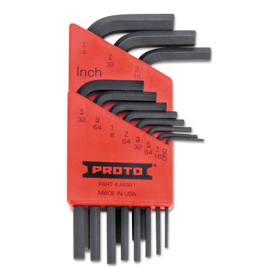 Hex Key Sets, 11 per holder, Hex Tip, Inch