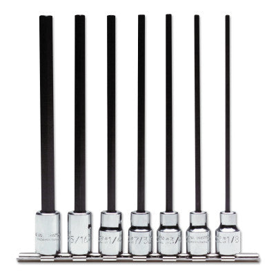 7 Piece Extra-Long Hex Bit Socket Sets, 3/8 in