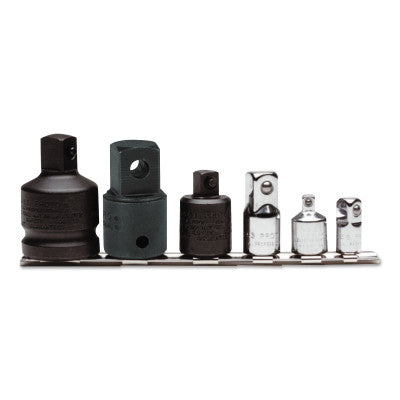 3/8" Drive 6-Piece Male Adapter Set, Alloy Steel, Includes Socket Bar, Clips