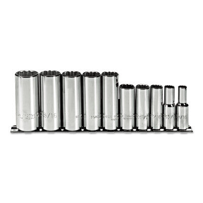 Torqueplus 10 Piece Deep Socket Sets, 3/8 in, 12 Point