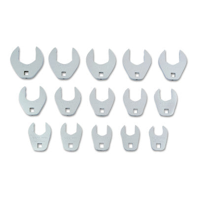 15-Piece Crowfoot Wrench Sets, Inch, 1/2 in Drive