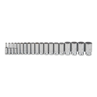 Tether-Ready Drive Deep Socket Sets, 1/2 in Drive, 12 Point, Inch