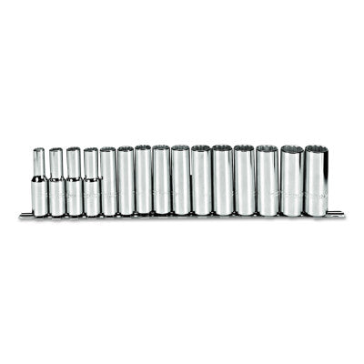 Torqueplus 15 Piece Metric Deep Socket Sets, 1/2 in, 12 Point