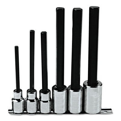6 Piece Extra-Long Hex Bit Socket Sets, 1/2 in