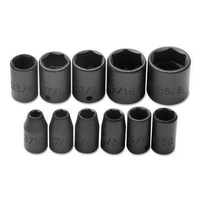 Torqueplus 11 Piece Impact Socket Sets, 1/4 in, 6 Point