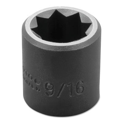 Torqueplus Impact Sockets 3/8 in, 3/8" Dr, 9/16 in, 8 Pt