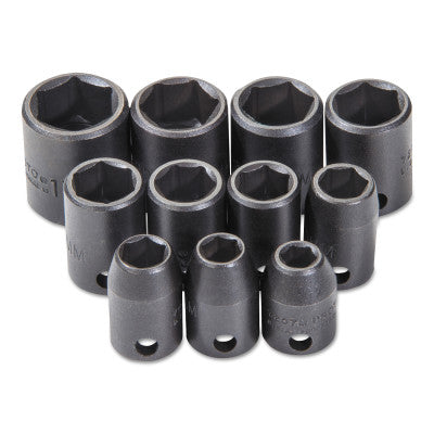 Torqueplus 11 Piece Metric Impact Socket Sets, 3/8 in, 6 Point
