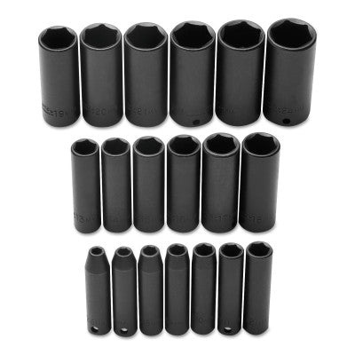 Torqueplus 19 Piece Metric Deep Socket Sets, 3/8 in, 6 Point