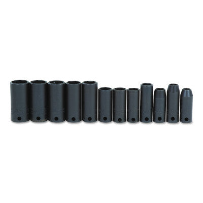 Torqueplus 12 Piece Metric Thin Wall Deep Impact Socket Sets, 3/8 in, 6 Point