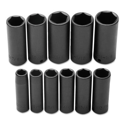 Torqueplus 11 Pc Deep Impact Socket Sets, 1/2 in, 6 Point