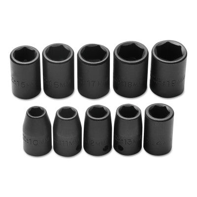 Torqueplus 10 Piece Metric Impact Socket Sets, 1/2 in, 6 Point