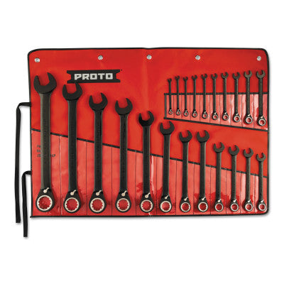 Spline Reversing Combination Ratcheting Wrenches, 22 Pc., Metric