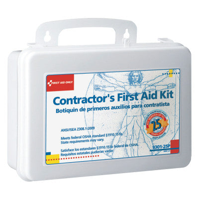 Contractor's First Aid Kits, 25 Person, Plastic, Portable; Wall Mounted