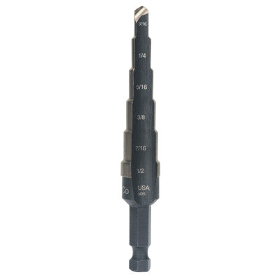 Cobalt Step Drills, 3/16 in-1/2 in, 6 Steps
