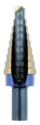 Cobalt Step Drills, 1/4 in-3/4 in, 9 Steps
