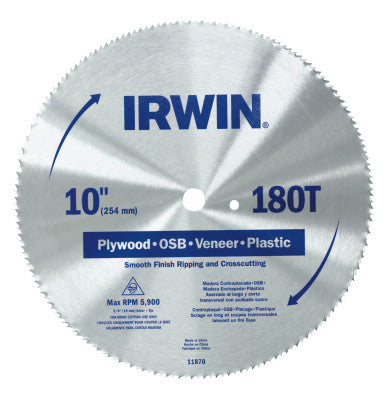 Steel Circular Saw Blades, 10 in, 180 Teeth