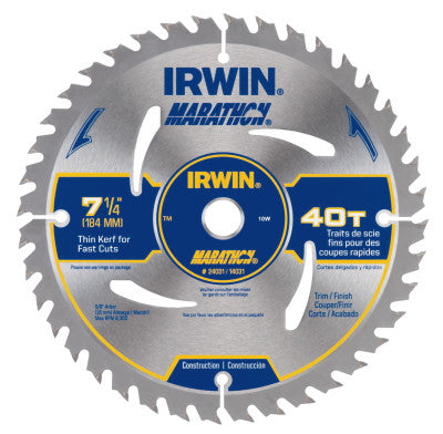 Portable Corded Circular Saw Blades, 7 1/4 in, 40 Teeth, Combination, Carded