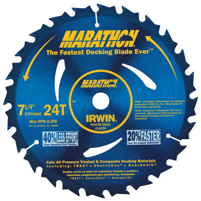 Portable Corded Circular Saw Blades, 7 1/4 in, 24 Teeth, Anti-Friction, Carded