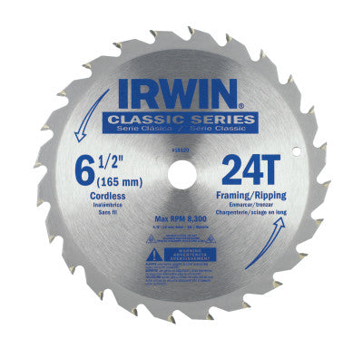 Carbide-Tipped Circular Saw Blades, 6 1/2 in, 24 Teeth