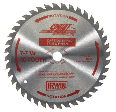 Carbide-Tipped Circular Saw Blades, 6 1/2 in, 40 Teeth