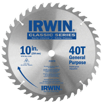 Carbide-Tipped Circular Saw Blades, 10 in, 40 Teeth