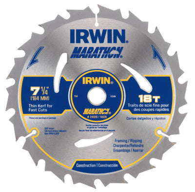 Portable Corded Circular Saw Blades, 7 1/4 in, 18 Teeth, Bulk