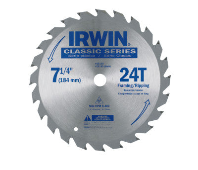 Carbide-Tipped Circular Saw Blades, 7 1/4 in, 24 Teeth