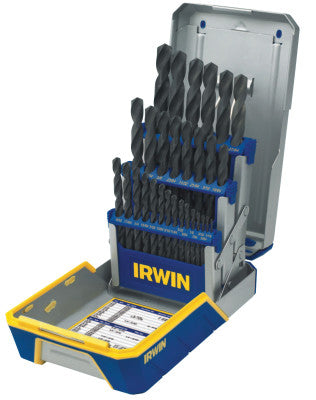 29-pc Black Oxide Metal Index Drill Bit Sets, 1/16 in - 1/2 in Cut Dia.